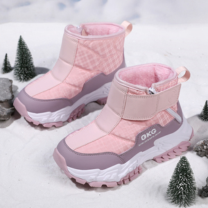 BKG女童雪地靴加绒加厚保暖靴子女孩大棉鞋防滑耐磨冬季户外短靴