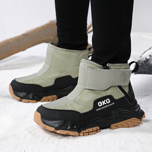 BKG男童雪地靴加绒加厚保暖靴子男孩大棉鞋防滑耐磨冬季户外短靴