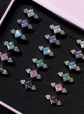 星钛 碎光直针耳圈F136钛合金精致超闪耳环1.2粗日常穿刺耳窝