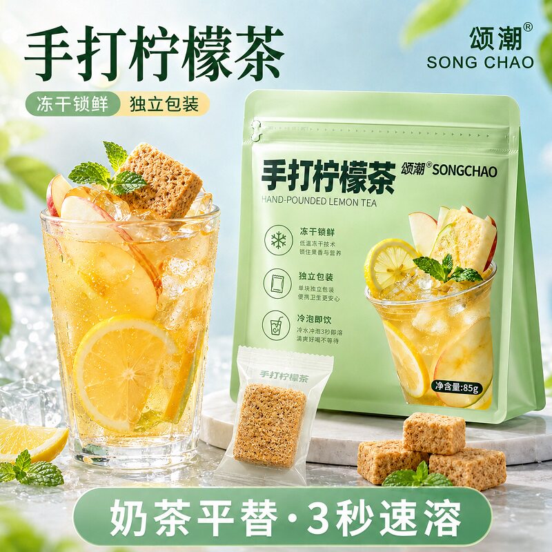 颂潮手打柠檬茶冻干鲜果茶手打柠檬茶冻干速溶水果茶冲泡即溶
