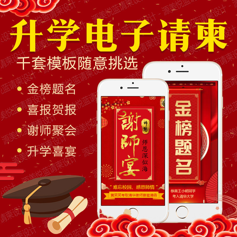 升学宴电子请柬金榜题名谢师宴毕业同学聚会代制作电子请帖邀请函