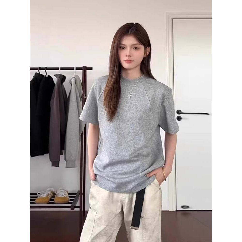 重磅300G纯棉美式街头拼接半袖短袖T恤男女百搭凉感上衣潮,男装,T恤,淘宝优惠券,粉丝福利购,淘宝优惠卷