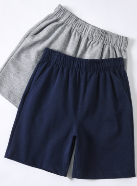 儿童藏青色校服短裤纯棉男童深蓝色小学生校服裤子大童夏季运动裤