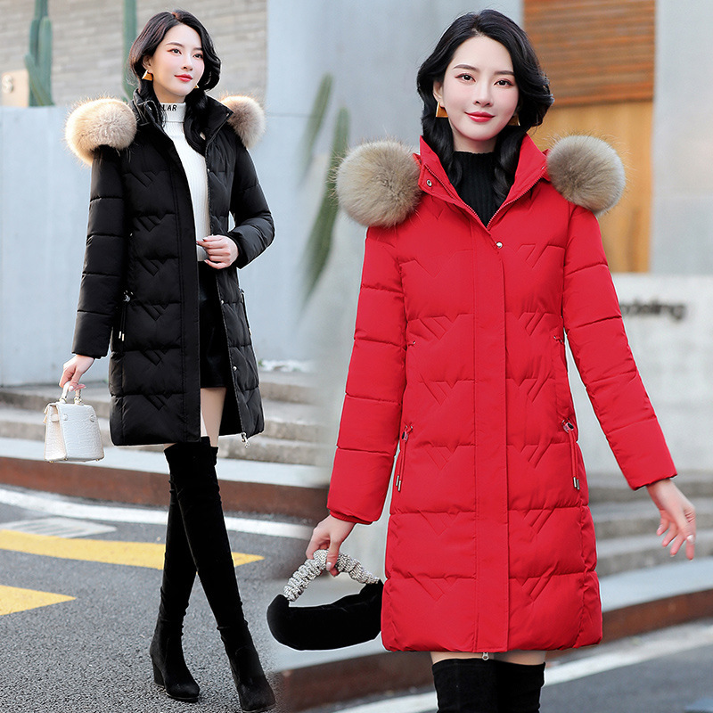 白鸭绒品牌羽绒服女中长款冬季2025年新款毛领可拆卸女士冬装外套