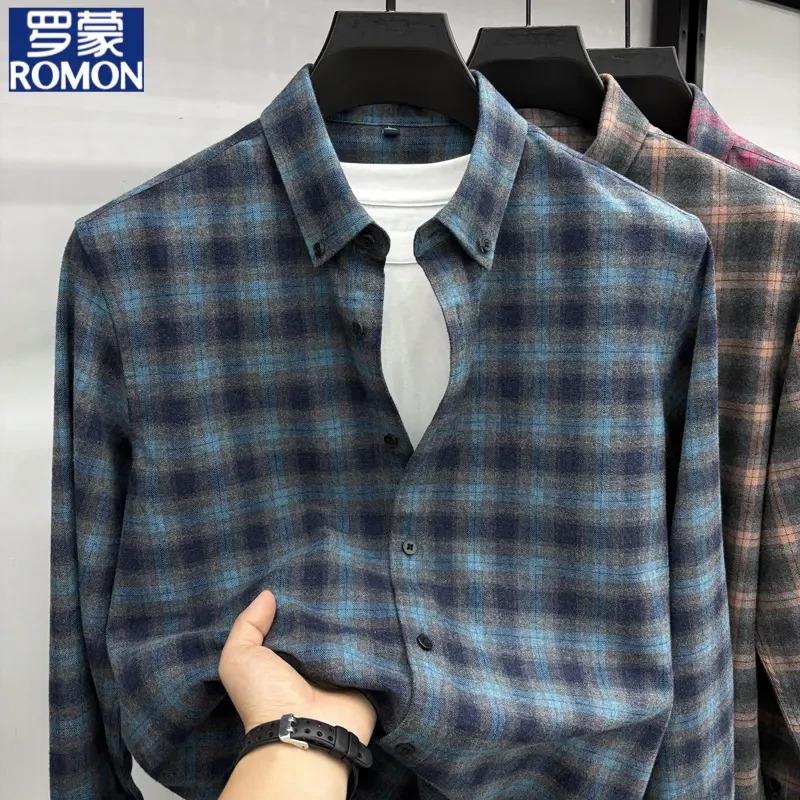 衬衫翻领百搭格子保暖衬衣外套
