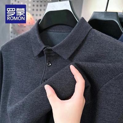 男士长袖翻领打底衫毛衣男