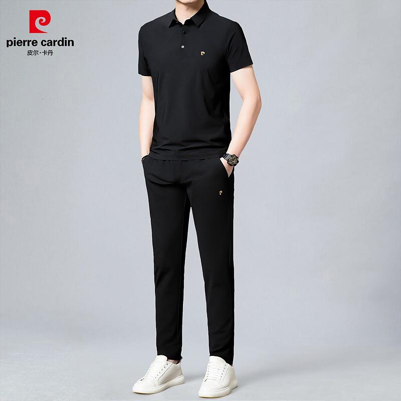 皮尔卡丹高档冰丝休闲运动套装男士2025夏季新款短袖运动两件套男