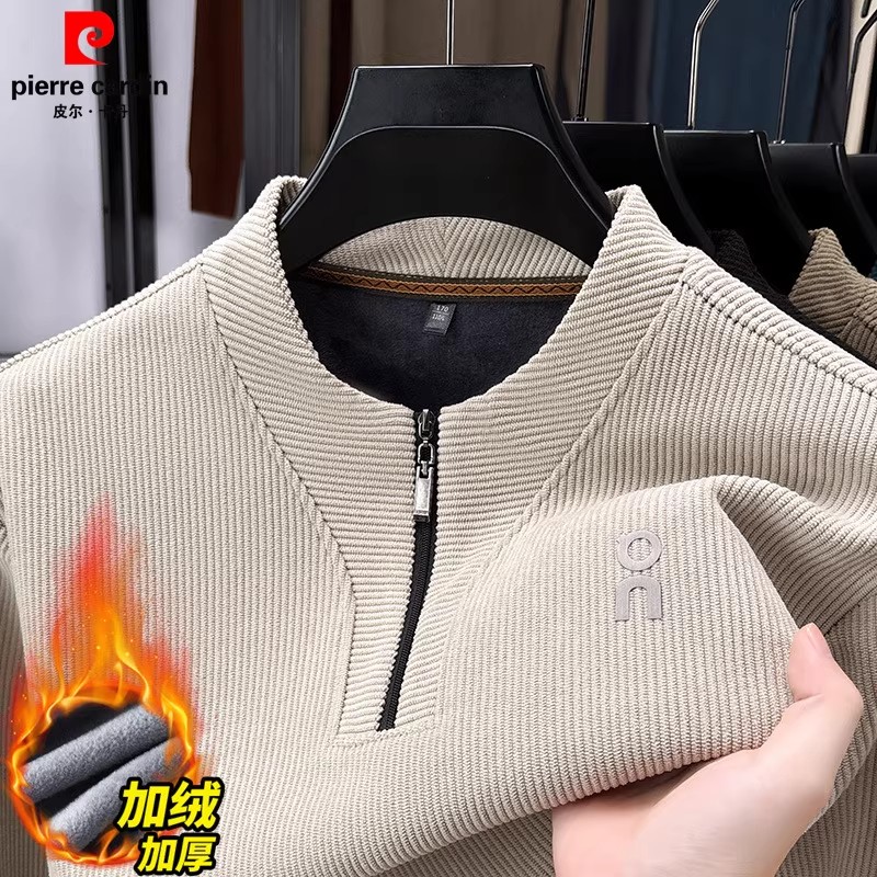 T恤加绒保暖半拉链立领卫衣男装