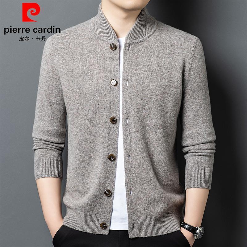 正品皮尔卡丹男士高档羊毛衫上衣秋冬新款加厚立领休闲商务毛衣