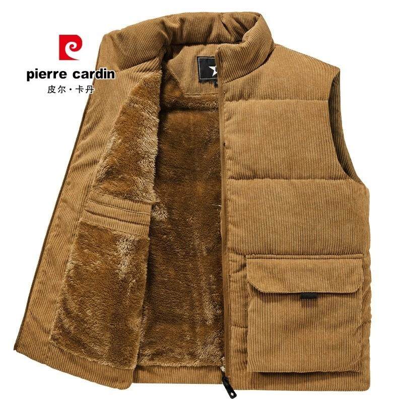 皮尔卡丹春秋季男士保暖灯芯绒马甲2025立领夹克加厚外穿无袖背心,男装,常规马甲,淘宝优惠券,粉丝福利购,淘宝优惠卷