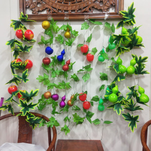 清明祭祀苹果串葫芦拉花串花下葬花藤墓碑装饰用仿真水果新款包邮