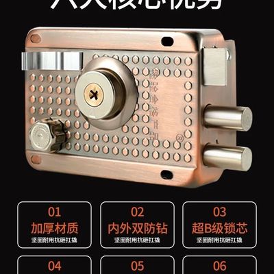 农村大门锁家用通用型9219古铜防盗门锁全套通用型老式门锁新款铁