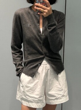 mium缪家23早秋新款羊绒混纺针织开衫字母简约外套 ins自制