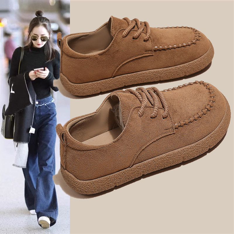 豆豆博肯鞋女生百搭春夏平厚底2025秋冬季新款爆勃软复古乐福单鞋,女鞋,乐福鞋（豆豆鞋）,淘宝优惠券,粉丝福利购,淘宝优惠卷