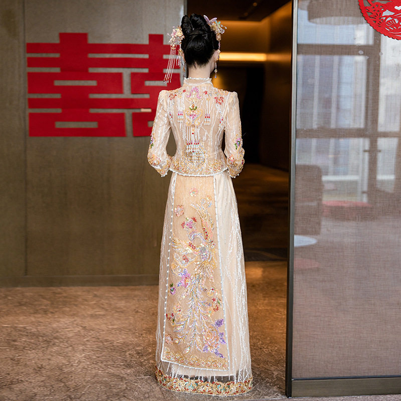 香槟色秀禾服婚服2024新款夏季新娘结婚纱出阁嫁衣龙凤褂敬酒服裙