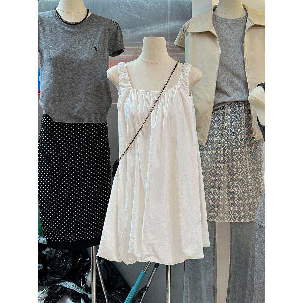 十三行女装新款法式背带连衣裙女甜美花苞裙宽松小个子背心裙短裙