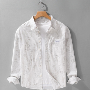 港风vintage小众衬衫 衬衣潮牌外套 男复古夏威夷痞帅宽松印花长袖