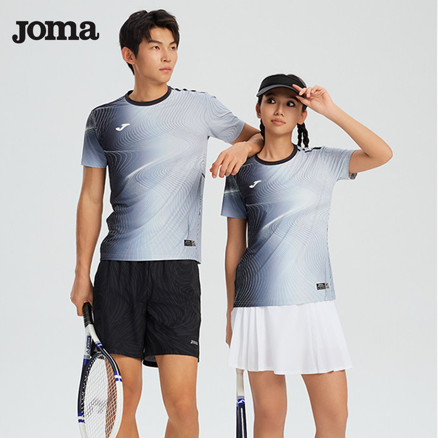 Joma荷马专业网球服 男女速干透气短袖匹克球训练比赛运动T恤上衣