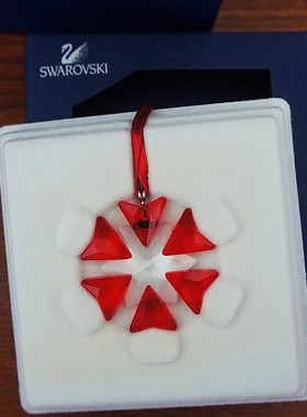 施华洛世奇节日红色雪花水晶挂件