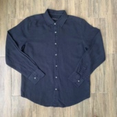 出口单80%亚麻混纺长袖 衬衫 休闲水洗商务纯色通勤透气衬衣男春夏