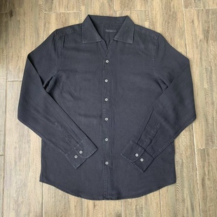 棉麻复古水洗纯色翻领宽松长袖 出口单 男衬衫 春夏季 衬衣 80%亚麻