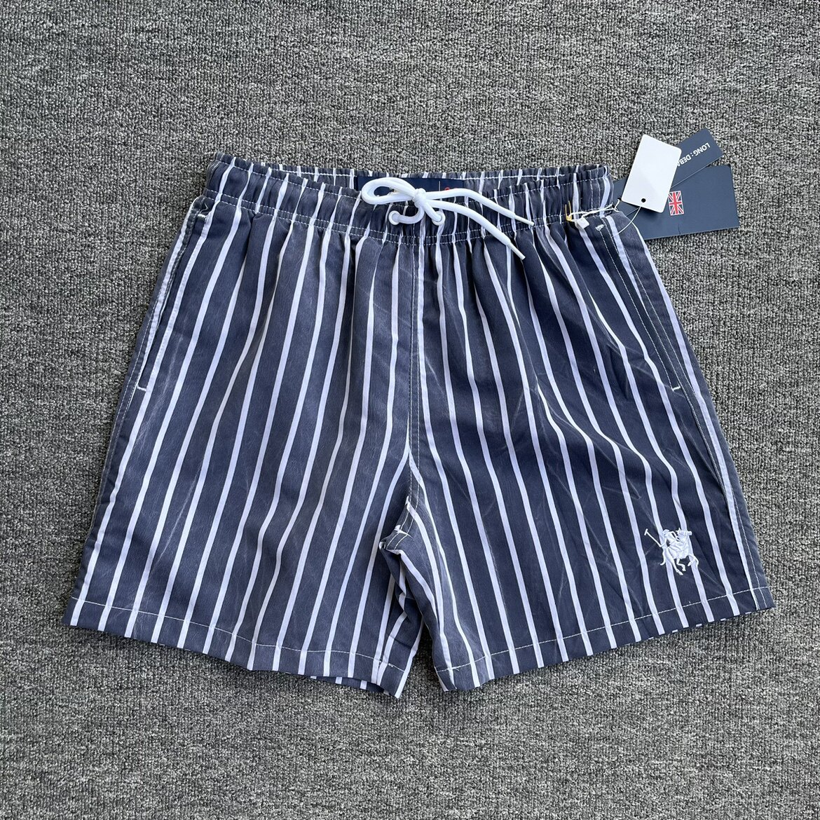 夏季条纹沙滩裤速干游泳裤男女情侣款弹力腰水洗休闲潮流短裤薄