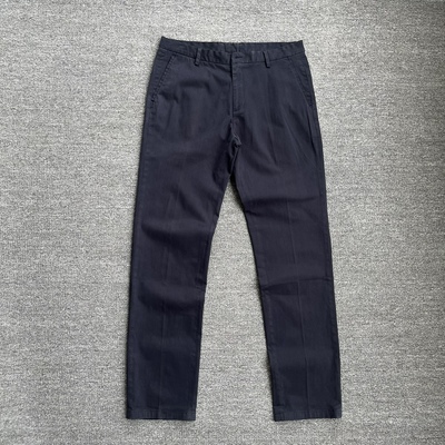 春秋款高密度厚实纱卡面料高端商务休闲长裤男微弹水洗小直脚裤子