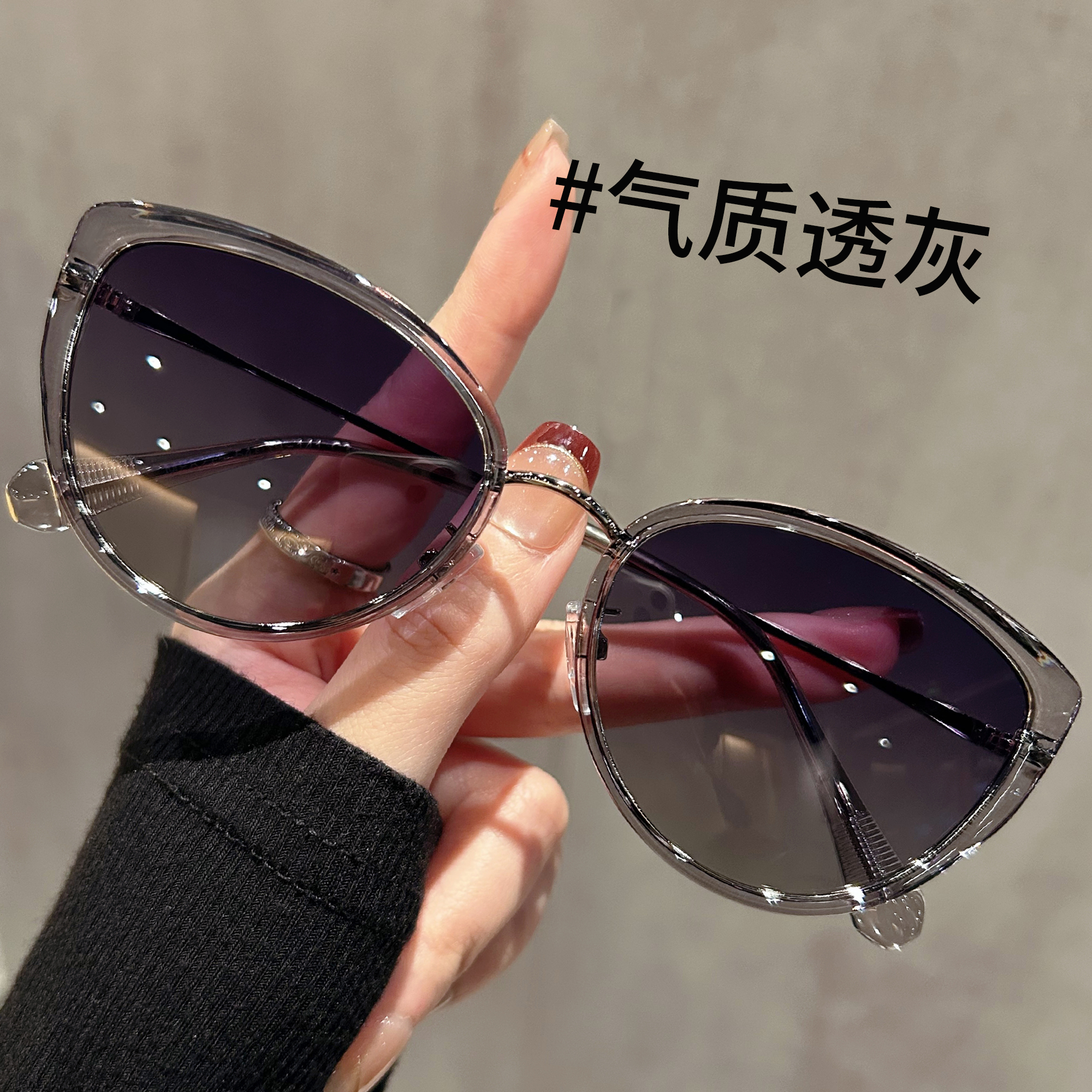 显白橄榄猫眼偏光墨镜女2025新款