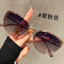 2025新款紫粉猫眼墨镜女款高级感偏光开车防紫外线近视太阳镜防晒