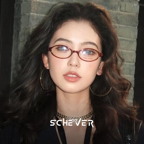 超轻6克TR冷茶色窄框眼镜女miu系