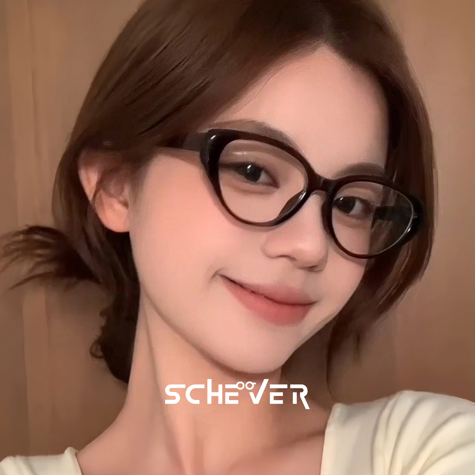 美拉德茶色猫眼素颜眼镜女