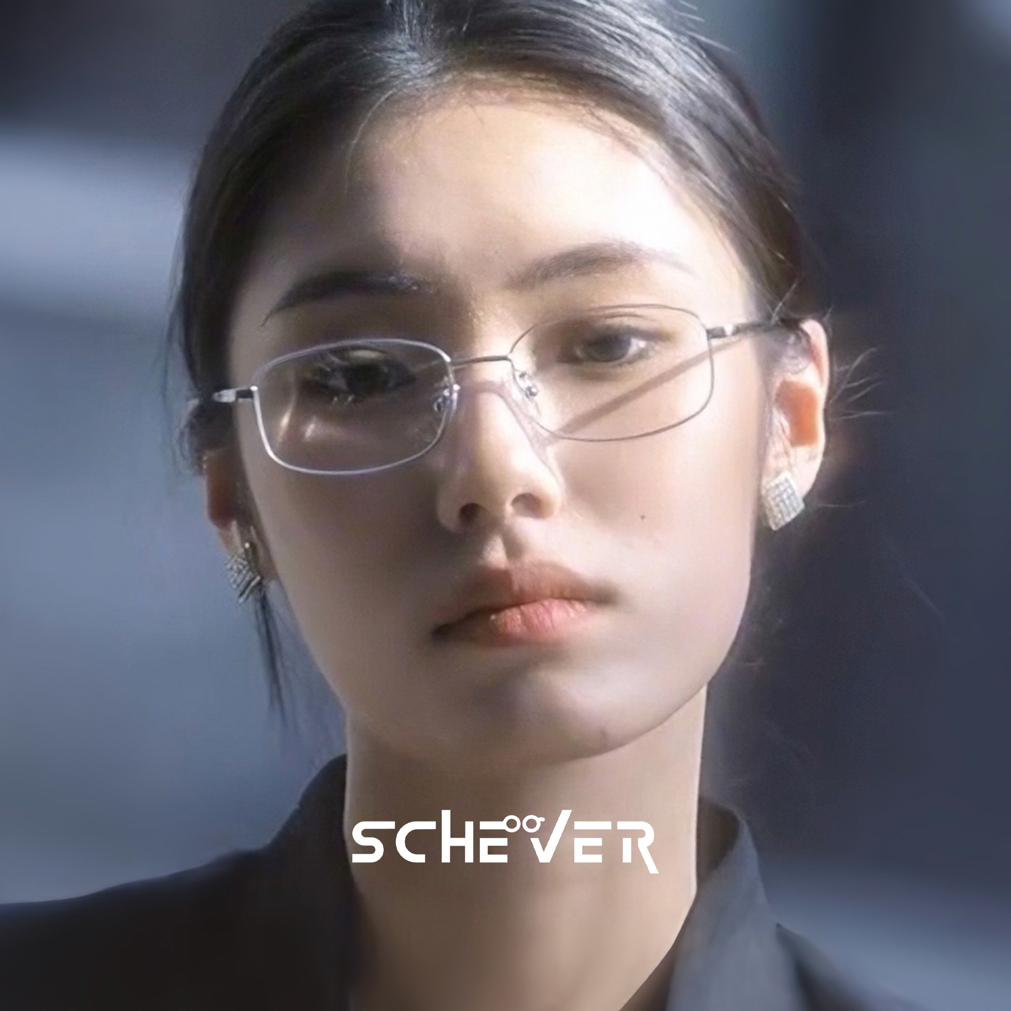 斯文姐感银框眼镜女近视超轻钛