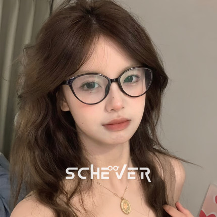 黑框猫眼眼镜镜框女近视可配素颜神器小框防蓝光无度数护眼眼睛架