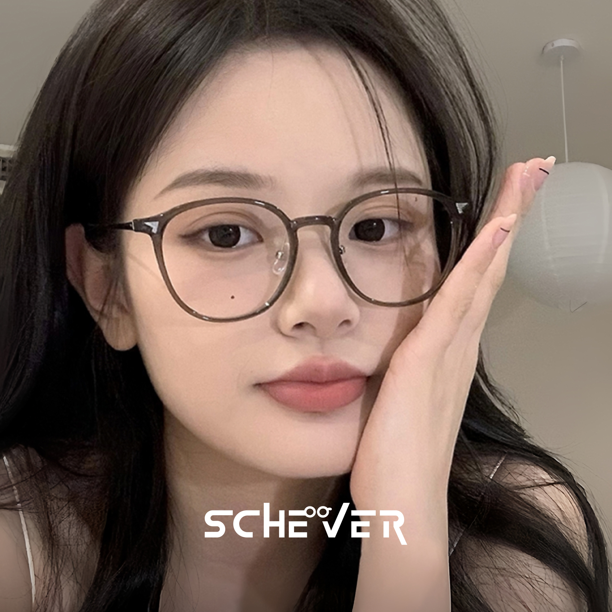 冷茶色超轻近视眼镜框女款素颜