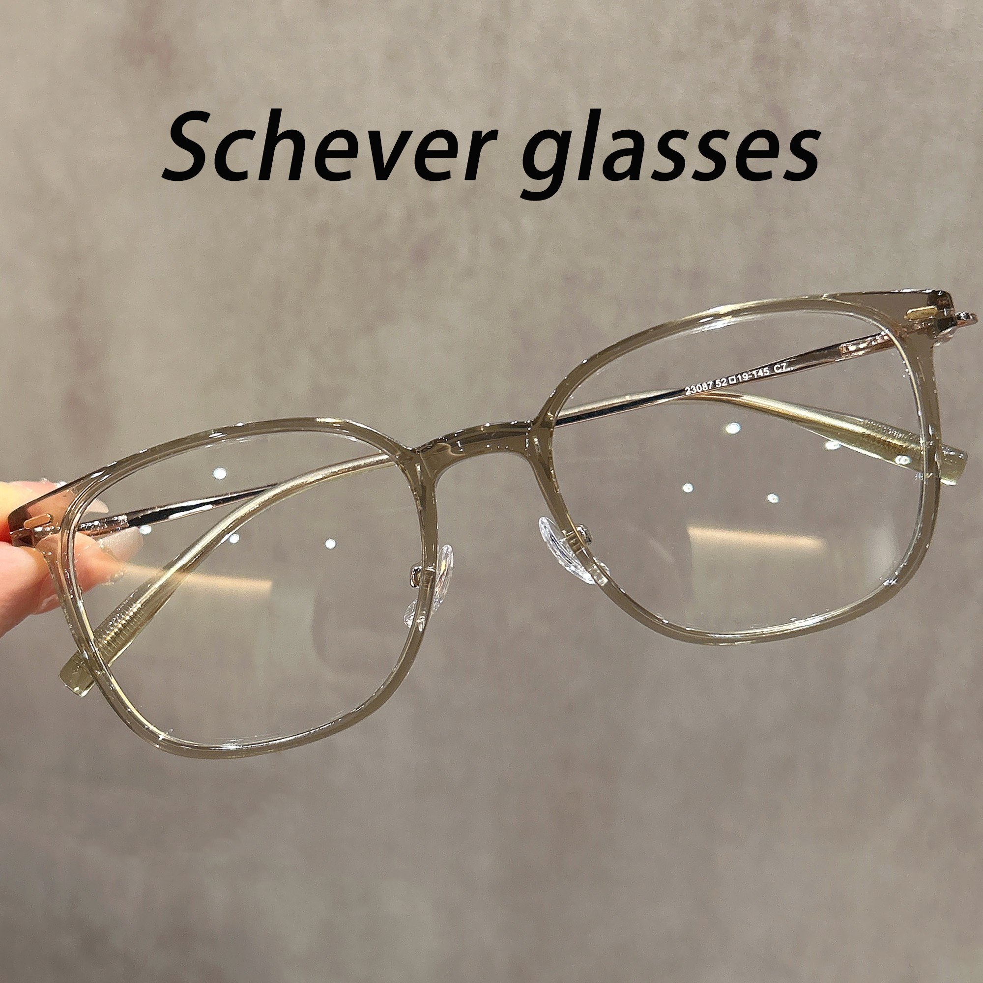 显白橄榄色韩版超轻大框眼镜