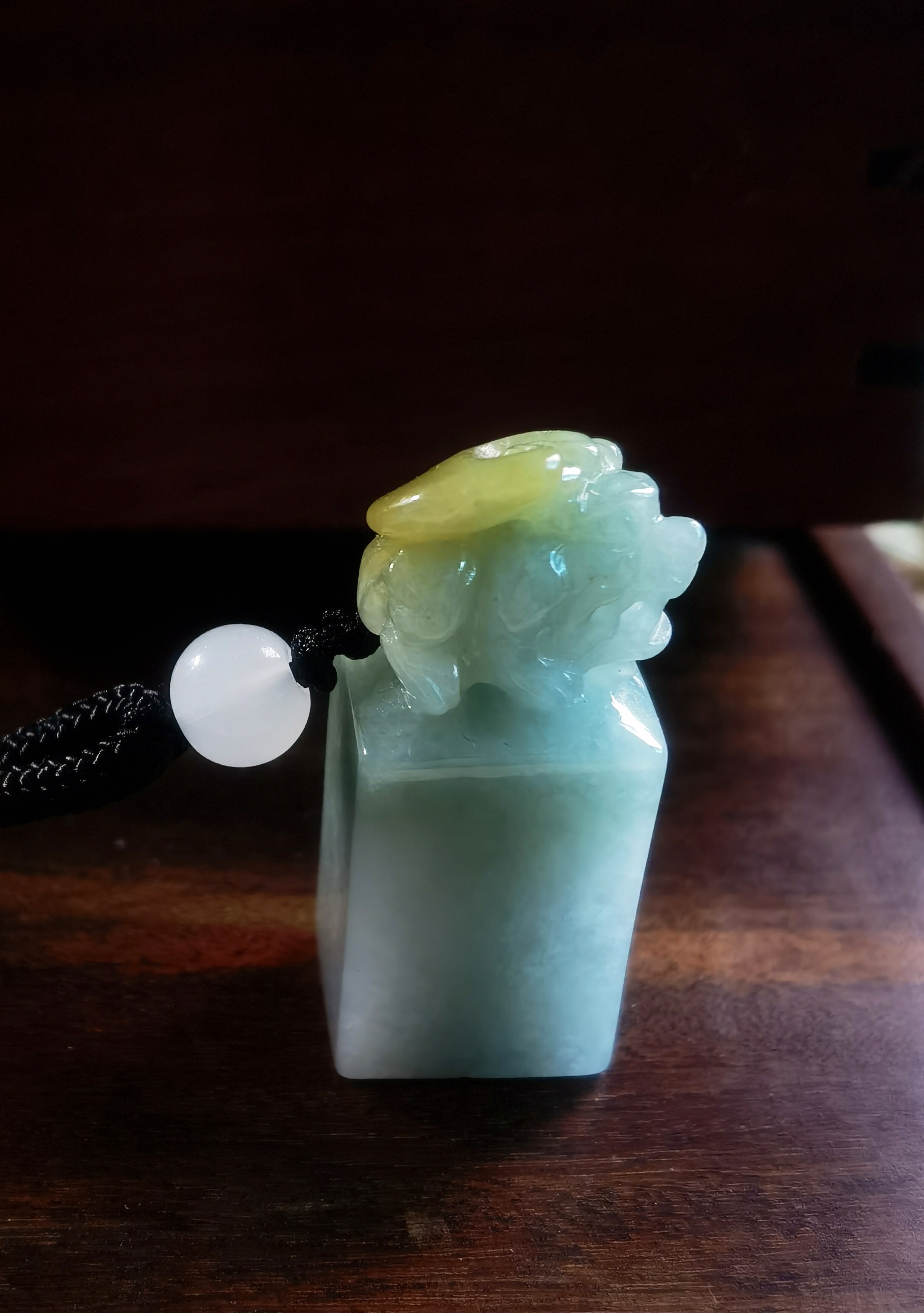 冰糯种飘黄翡招财貔貅印章翡翠玉摆件缅甸a货天然翡翠送证书