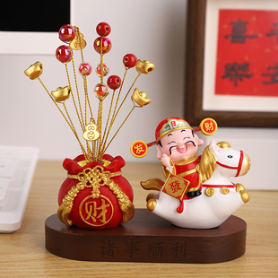 招财马摆件办公室桌面国风财神爷装饰2026年马年工位玄学新年礼物