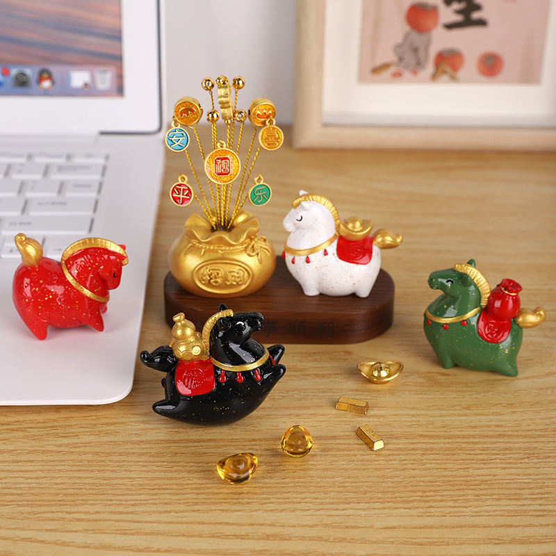 创意礼品马上有钱马年小摆件办公室工位桌面情绪稳定器车内装饰品