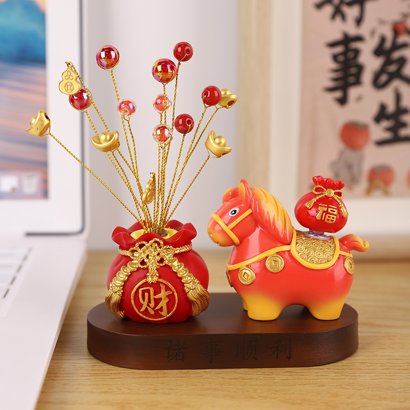 洛阳文创纪念品伴手礼唐三彩摆件吉祥物生肖马年办公桌工位装饰