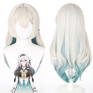 浠家崩坏星穹铁道流萤cos假发自然灰色可修剪动漫游戏假毛女款