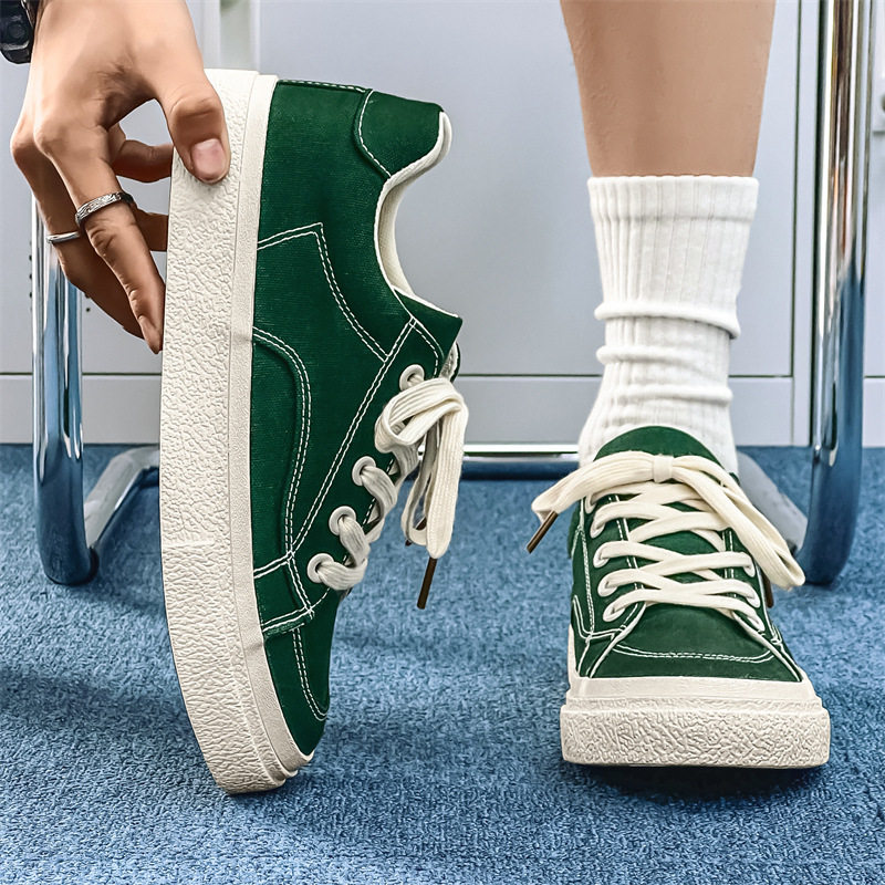 港风帆布鞋夏季男韩版潮流百搭个性透气滑板鞋青少年厚底低帮潮鞋