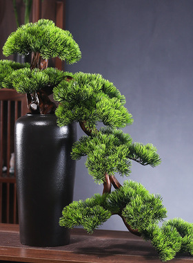 陶瓷粗陶复古黑色陶罐花瓶摆件客厅迎客松落地大号插花家居装饰品