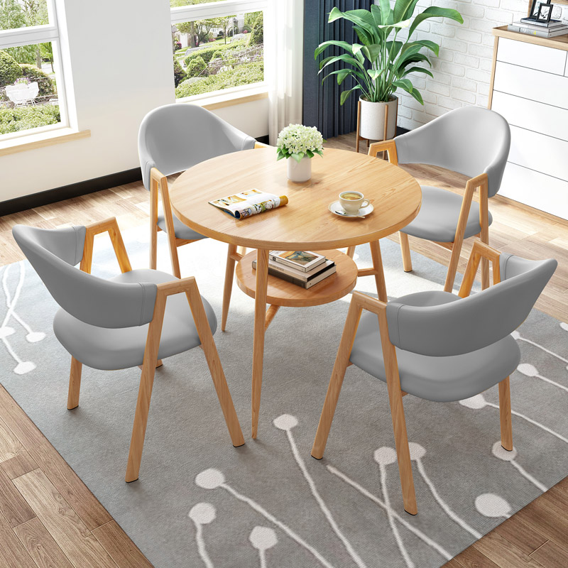 北欧小户型一桌四椅子休闲小圆桌洽谈桌椅组合办公室会客接待餐桌