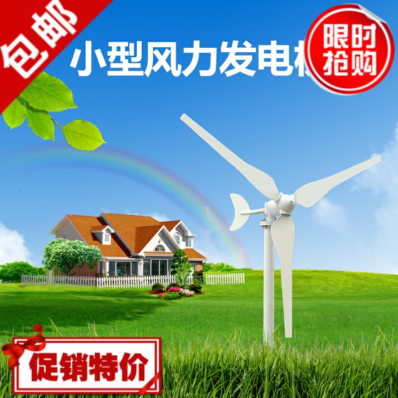 包邮小型风力发电机家用迷你发电机50W/100W直流12V/24V风力发电