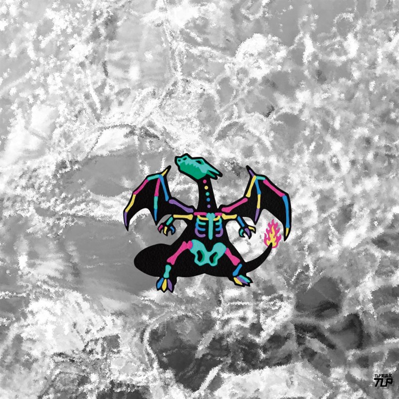 TLP反光车贴 宠物精灵 宝可梦喷火龙 Charizard火焰彩色骨架贴纸