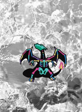 TLP反光车贴 宠物精灵 宝可梦喷火龙 Charizard火焰彩色骨架贴纸