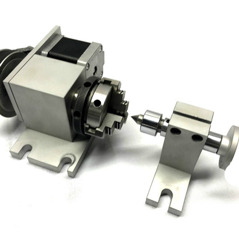 cnc雕刻机a轴第四轴506365三爪四爪卡盘顶针尾座分度头圆雕核