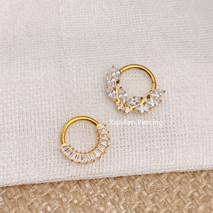 仙人 钛合金“绯闻”镀金耳环／daith环/耳骨环1.2粗搭扣环卡扣环