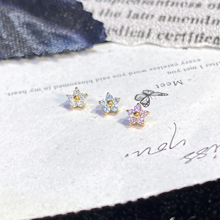 16g 仙人 镀金耳钉九尾狐耳骨钉flat mini花 免摘小鼻嘎 钛合金