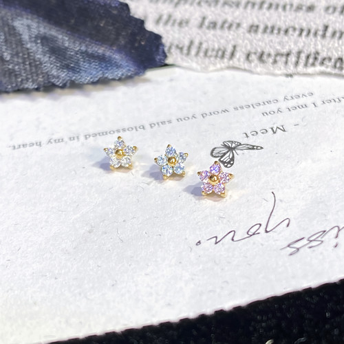 仙人 钛合金“mini花”镀金耳钉九尾狐耳骨钉flat 16g 免摘小鼻嘎